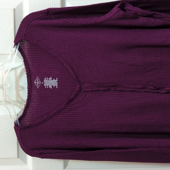 St. John's Bay Women's Waffle Knit Scoop Neck Pullover Top Size XL - Plum - Picture 3 of 5